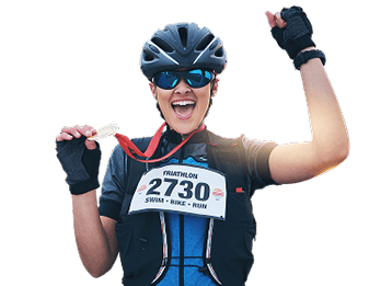cyclist celebrating their victory