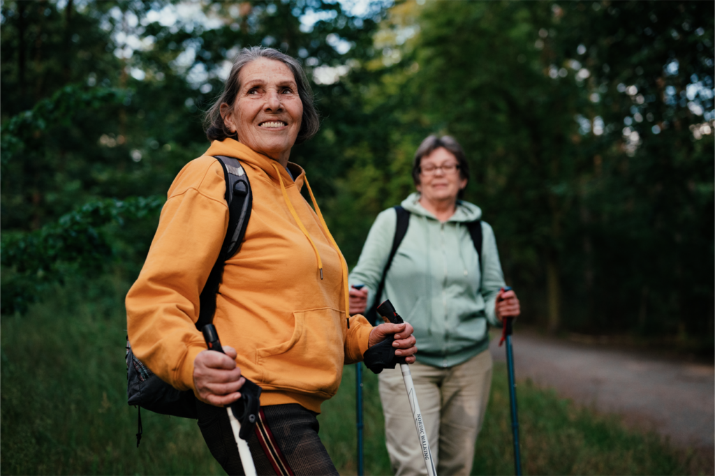 older women hiking