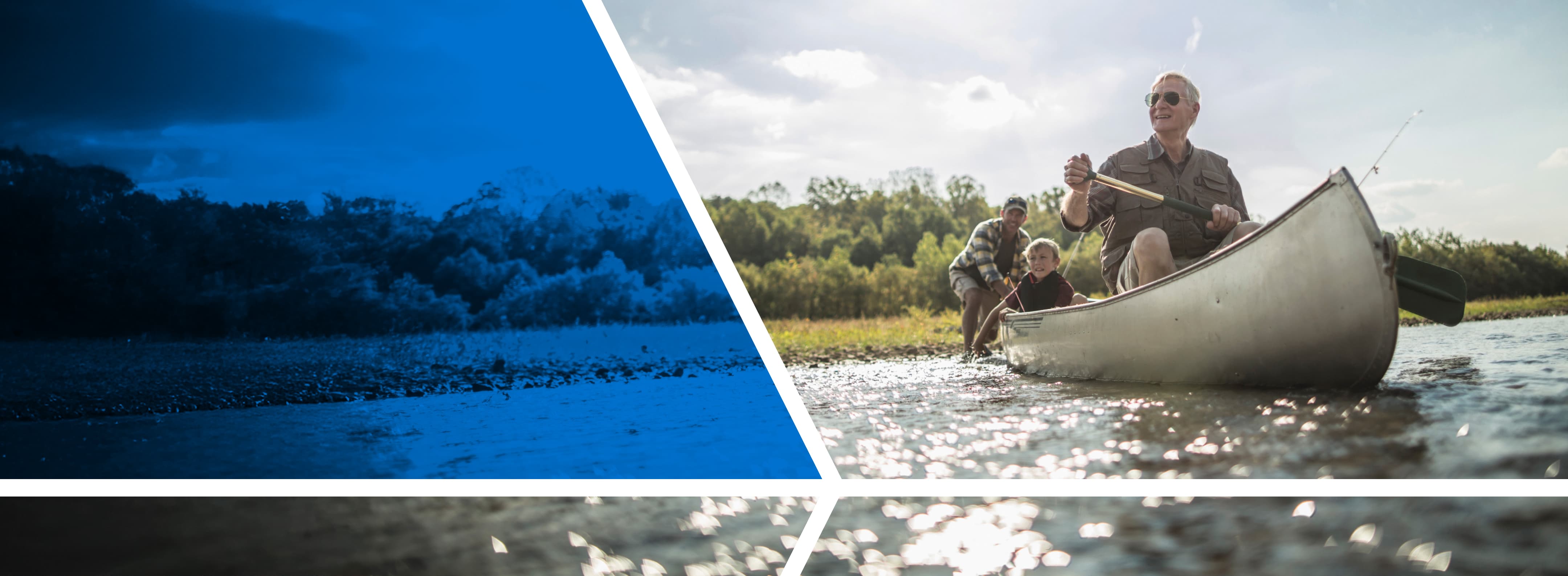 grandpa canoeing with family