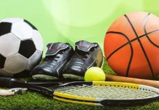 sports equipment collage