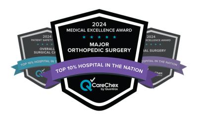 Crystal Clinic Orthopaedic Center Continues to Receive Accolades for Nationally-Renowned Care, Earning Recognition as a Top 100 Hospital From Both CareChex® and Healthgrades in 2024