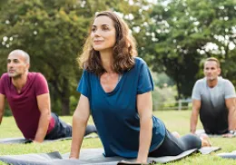 group doing a yoga class