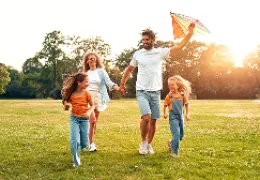 young family active outdoors