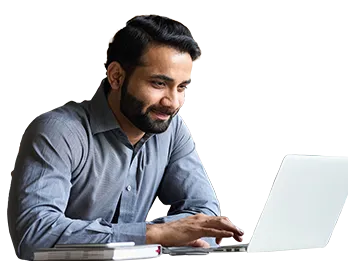 Middle aged man using computer